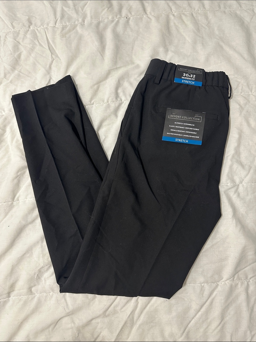 Report Collection Black Men's Stretch Dress Pants